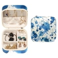 thumbnail image 1 of PhooArto Small Jewellery Box, Blue Splatter Dots Pattern Portable Travel Mini Jewelry Case for Women Leather Ring Organizer, 1 of 5