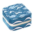 thumbnail image 1 of PhooArto Small Jewellery Box, Dolphin Blue Wave Pattern Portable Travel Mini Jewelry Case for Women Leather Ring Organizer, 1 of 5