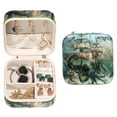 thumbnail image 1 of PhooArto Small Jewellery Box, Ocean Octopus and Nautical Ship Portable Travel Mini Jewelry Case for Women Leather Ring Organizer, 1 of 1