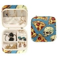 thumbnail image 1 of PhooArto Small Jewellery Box, Pizza and Skull Pattern Portable Travel Mini Jewelry Case for Women Leather Ring Organizer, 1 of 5