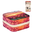 thumbnail image 1 of PhooArto Small Jewellery Box, Sunset Pink Tulip Field Portable Travel Mini Jewelry Case for Women Leather Ring Organizer, 1 of 5