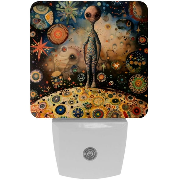 PhooArto Space Alien Colors Floral Plug in LED Night Light Auto Sensor Dusk to Dawn Decorative Night for Bedroom, Bathroom, Kitchen, Hallway, Stairs, Baby's Room, Energy Saving