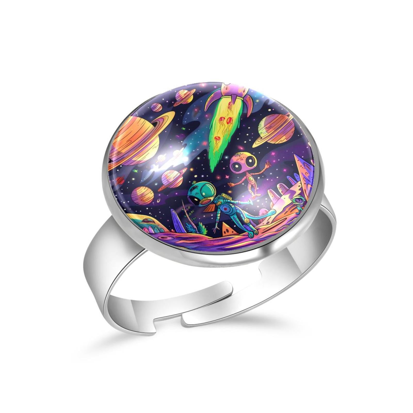PhooArto Space Galaxy Cartoon Aliens Stainless Steel Rings for Women ...