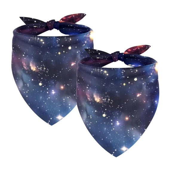 PhooArto Space Galaxy Earth Universe Dog Bandanas, 2 Pack Soft Washable Pet Scarf Triangle for Large Dogs Puppies and Cats
