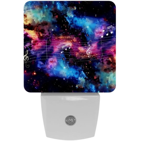 PhooArto Space Galaxy Music Note Plug in LED Night Light Auto Sensor Dusk to Dawn Decorative Night for Bedroom, Bathroom, Kitchen, Hallway, Stairs, Baby's Room, Energy Saving