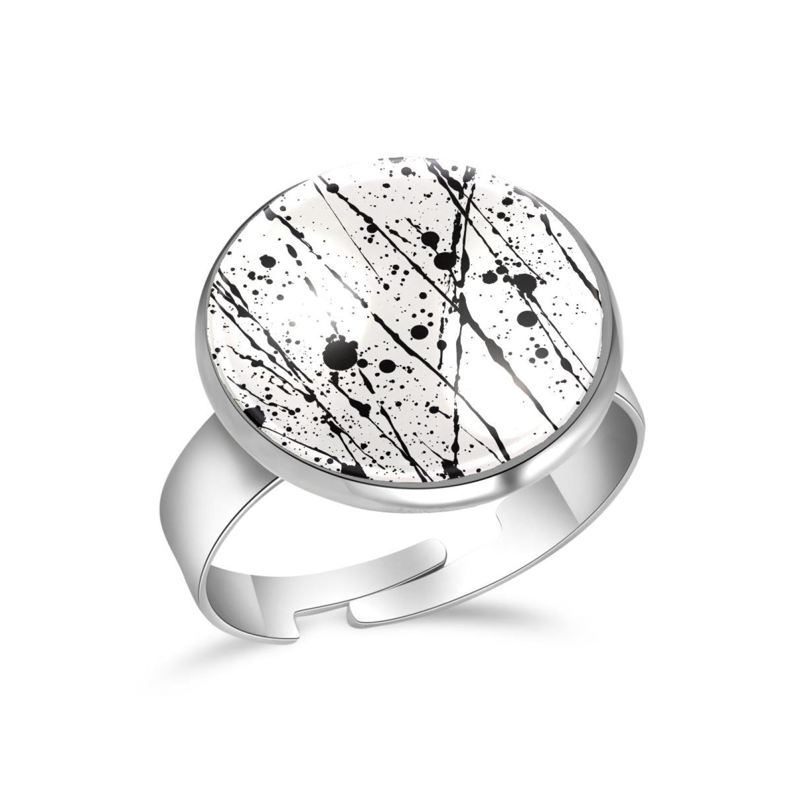 PhooArto Splatter Dots Patterns Stainless Steel Rings for Women, Open ...