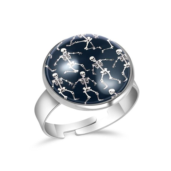 PhooArto Sport Dance Skeleton Pattern Stainless Steel Rings for Women, Open Adjustable Ring Promise Ring Jewelry Gifts