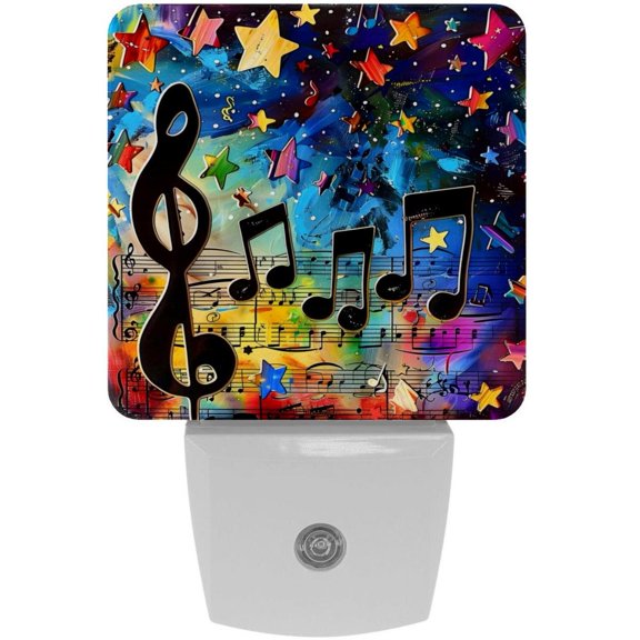 PhooArto Stars Music Note Plug in LED Night Light Auto Sensor Dusk to Dawn Decorative Night for Bedroom, Bathroom, Kitchen, Hallway, Stairs, Baby's Room, Energy Saving