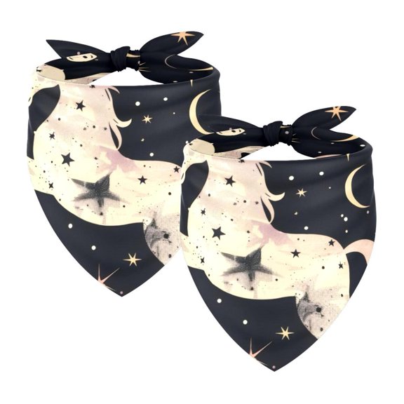 PhooArto Stars Unicorn Pattern Dog Bandanas, 2 Pack Soft Washable Pet Scarf Triangle for Large Dogs Puppies and Cats