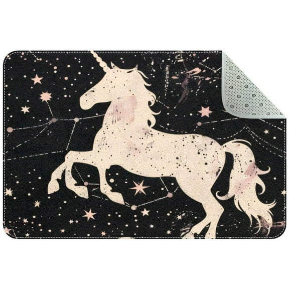PhooArto Stars Unicorn Space Pattern Decorative Doormat, 31x20in Non-Skid Rectangular Floor Mat Switch Mat Area Rug for Indoor Outdoor Home Garden