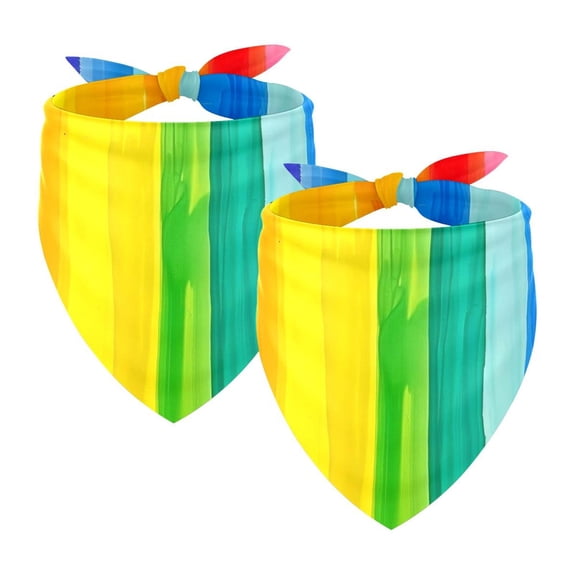 PhooArto Stripe Rainbow Pattern Dog Bandanas, 2 Pack Soft Washable Pet Scarf Triangle for Large Dogs Puppies and Cats