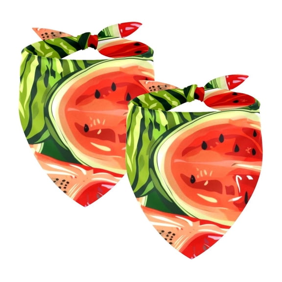 PhooArto Summer Fruit Watermelons Pattern Dog Bandanas, 2 Pack Soft Washable Pet Scarf Triangle for Large Dogs Puppies and Cats