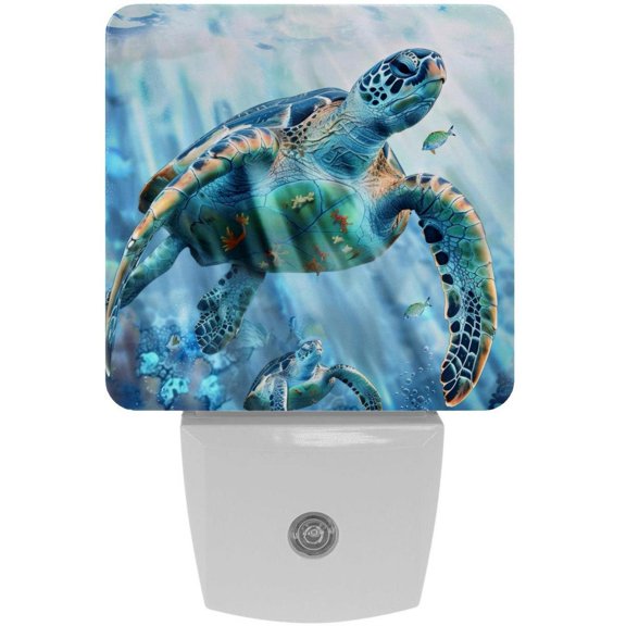 PhooArto Swimming Sea Turtle Plug in LED Night Light Auto Sensor Dusk to Dawn Decorative Night for Bedroom, Bathroom, Kitchen, Hallway, Stairs, Baby's Room, Energy Saving
