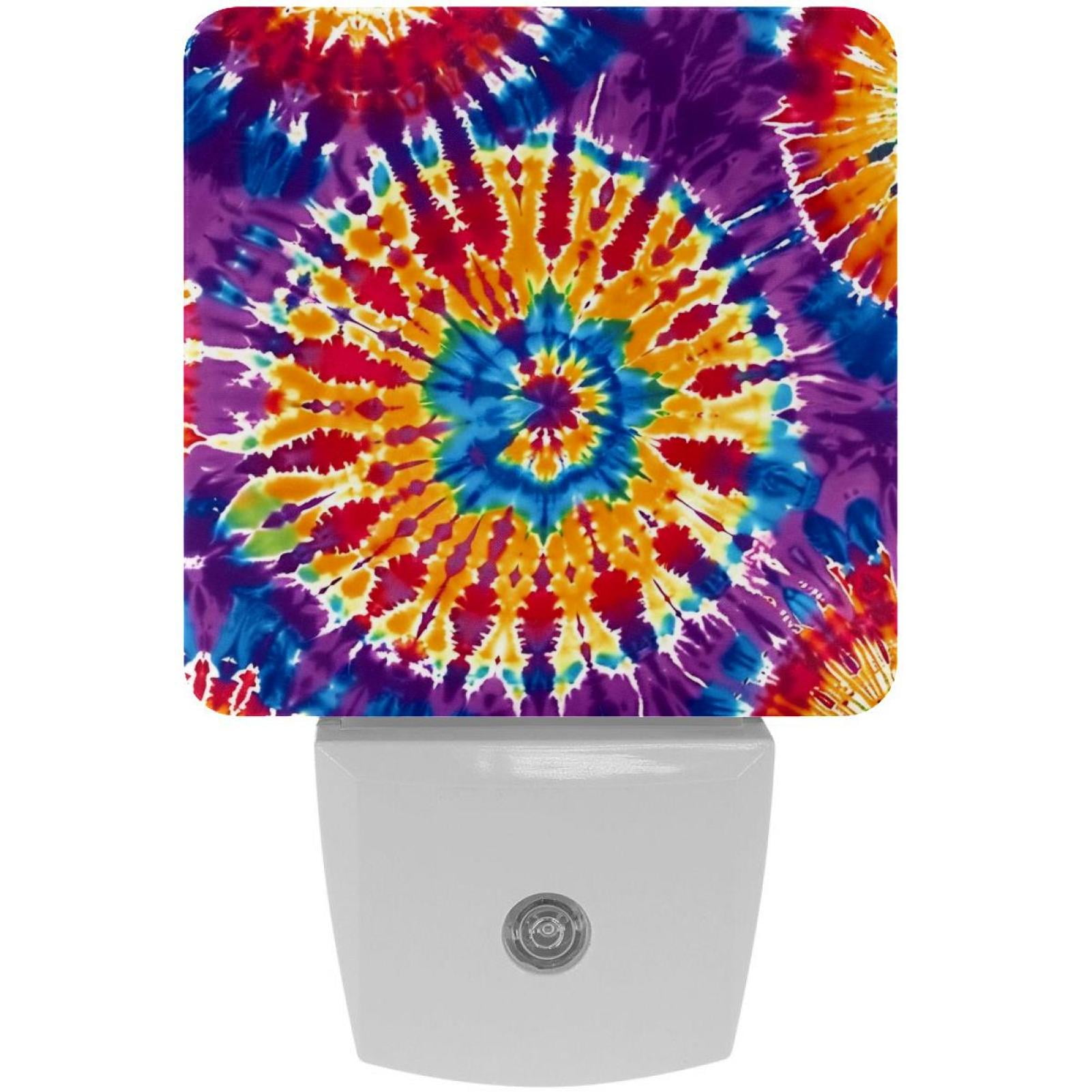 PhooArto Tie Dye Circles Patterns Plug in LED Night Light Auto Sensor Dusk to Dawn Decorative Night for Bedroom, Bathroom, Kitchen, Hallway, Stairs, Baby's Room, Energy Saving