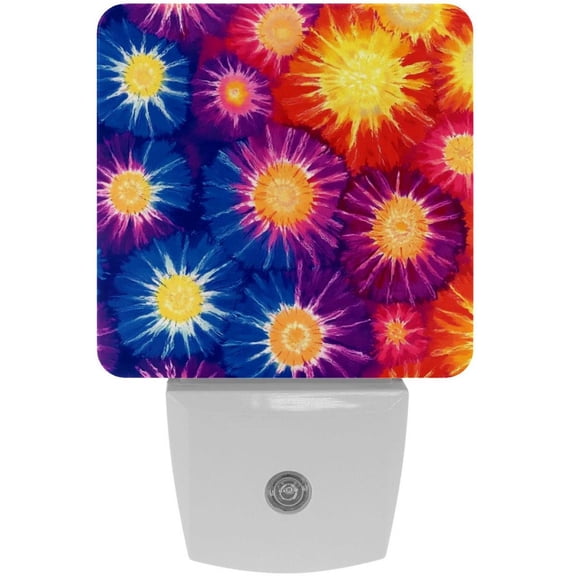 PhooArto Tie Dye Colors Pattern Plug in LED Night Light Auto Sensor Dusk to Dawn Decorative Night for Bedroom, Bathroom, Kitchen, Hallway, Stairs, Baby's Room, Energy Saving