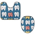thumbnail image 1 of PhooArto Toilet Lid Cover and U-Shaped Toilet Floor Mat Set of 2 Pieces, Cartoon Teeth Pattern Toilet Mat Set, Machine Washable Seat Covers Non-Slip Absorbent Rugs, 1 of 6