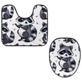 thumbnail image 1 of PhooArto Toilet Lid Cover and U-Shaped Toilet Floor Mat Set of 2 Pieces, Cute Cartoon Raccoon Patterns Toilet Mat Set, Machine Washable Seat Covers Non-Slip Absorbent Rugs, 1 of 6