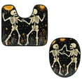 thumbnail image 1 of PhooArto Toilet Lid Cover and U-Shaped Toilet Floor Mat Set of 2 Pieces, Dancing Skeletons Toilet Mat Set, Machine Washable Seat Covers Non-Slip Absorbent Rugs, 1 of 6