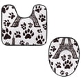 thumbnail image 1 of PhooArto Toilet Lid Cover and U-Shaped Toilet Floor Mat Set of 2 Pieces, Eiffel Tower Paw Patterns Toilet Mat Set, Machine Washable Seat Covers Non-Slip Absorbent Rugs, 1 of 6