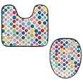 thumbnail image 1 of PhooArto Toilet Lid Cover and U-Shaped Toilet Floor Mat Set of 2 Pieces, Polka Dots Colorful Pattern Toilet Mat Set, Machine Washable Seat Covers Non-Slip Absorbent Rugs, 1 of 6
