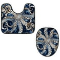 thumbnail image 1 of PhooArto Toilet Lid Cover and U-Shaped Toilet Floor Mat Set of 2 Pieces, Sea Octopus Feet Patterns Toilet Mat Set, Machine Washable Seat Covers Non-Slip Absorbent Rugs, 1 of 6