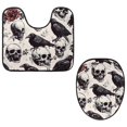 thumbnail image 1 of PhooArto Toilet Lid Cover and U-Shaped Toilet Floor Mat Set of 2 Pieces, Skull Raven Pattern Toilet Mat Set, Machine Washable Seat Covers Non-Slip Absorbent Rugs, 1 of 6