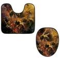 thumbnail image 1 of PhooArto Toilet Lid Cover and U-Shaped Toilet Floor Mat Set of 2 Pieces, Space Galaxy Bees Toilet Mat Set, Machine Washable Seat Covers Non-Slip Absorbent Rugs, 1 of 6