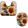 thumbnail image 1 of PhooArto Toilet Lid Cover and U-Shaped Toilet Floor Mat Set of 2 Pieces, Splash Sunflowers Pattern Toilet Mat Set, Machine Washable Seat Covers Non-Slip Absorbent Rugs, 1 of 6