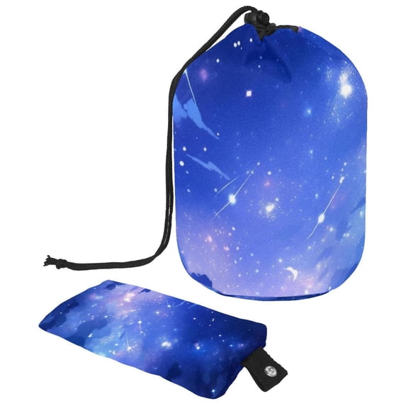 PhooArto Travel Cosmetic Bags Barrel Makeup Bag, Multifunctional Toiletry Bucket Bags Round Organizer Storage Pocket, Blue Galaxy Star