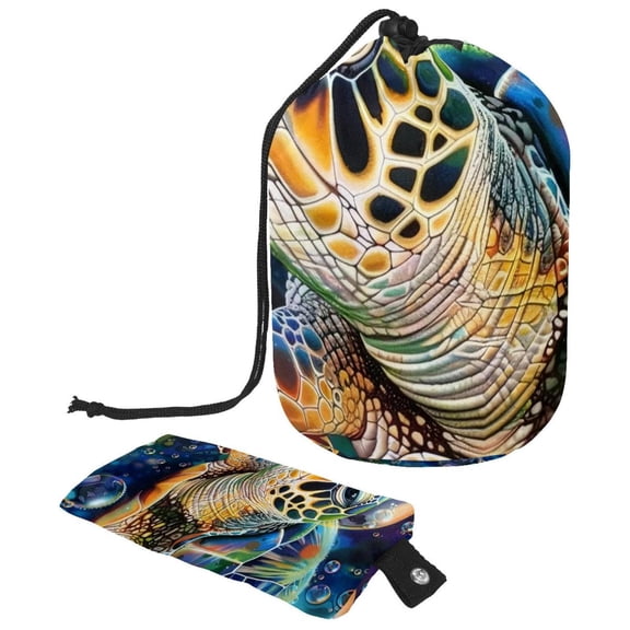 PhooArto Travel Cosmetic Bags Barrel Makeup Bag, Multifunctional Toiletry Bucket Bags Round Organizer Storage Pocket, Bubble Sea Turtle Swimming
