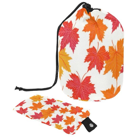 PhooArto Travel Cosmetic Bags Barrel Makeup Bag, Multifunctional Toiletry Bucket Bags Round Organizer Storage Pocket, Fall Maple Leaf Pattern