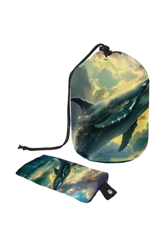 Travel Cosmetic Bags Barrel Makeup Bag, Multifunctional Toiletry Bucket Bags Round Organizer Storage Pocket, Ocean Sea Whale