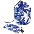 thumbnail image 1 of PhooArto Travel Cosmetic Bags Barrel Makeup Bag, Multifunctional Toiletry Bucket Bags Round Organizer Storage Pocket, Pineapple Blue Pattern, 1 of 6