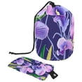 thumbnail image 1 of PhooArto Travel Cosmetic Bags Barrel Makeup Bag, Multifunctional Toiletry Bucket Bags Round Organizer Storage Pocket, Purple Orchid Pattern, 1 of 6