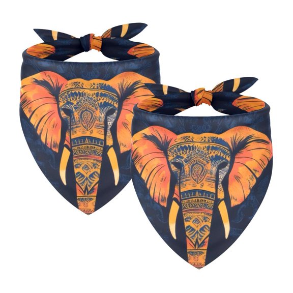 PhooArto Tribe Elephant Pattern Dog Bandanas, 2 Pack Soft Washable Pet Scarf Triangle for Large Dogs Puppies and Cats