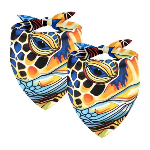 PhooArto Turtle and Bubbles Dog Bandanas, 2 Pack Soft Washable Pet Scarf Triangle for Large Dogs Puppies and Cats