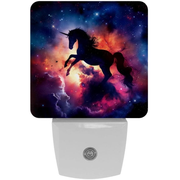 PhooArto Unicorn Silhouette Galaxy Cloud Plug in LED Night Light Auto Sensor Dusk to Dawn Decorative Night for Bedroom, Bathroom, Kitchen, Hallway, Stairs, Baby's Room, Energy Saving