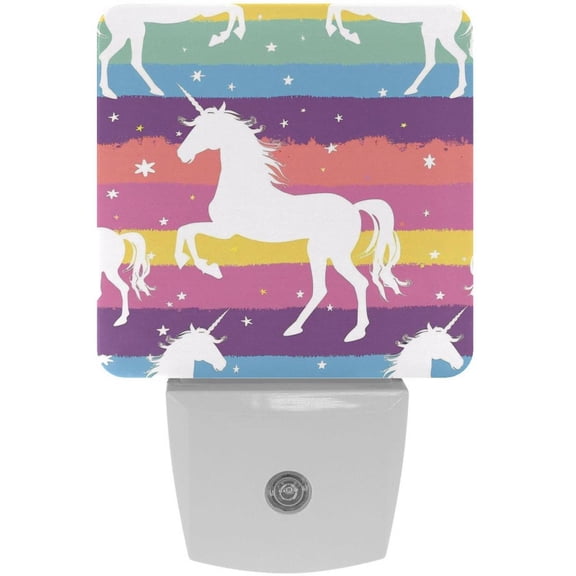 PhooArto Unicorn Silhouette Rainbow Pattern Plug in LED Night Light Auto Sensor Dusk to Dawn Decorative Night for Bedroom, Bathroom, Kitchen, Hallway, Stairs, Baby's Room, Energy Saving
