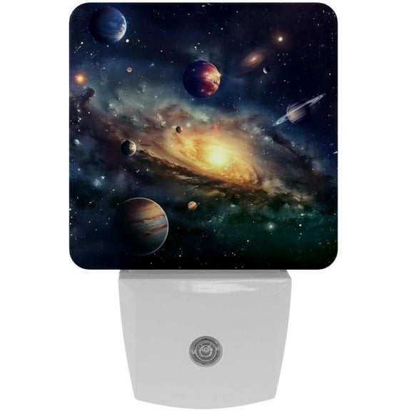 PhooArto Universe Galaxy Solar Plug in LED Night Light Auto Sensor Dusk to Dawn Decorative Night for Bedroom, Bathroom, Kitchen, Hallway, Stairs, Baby's Room, Energy Saving
