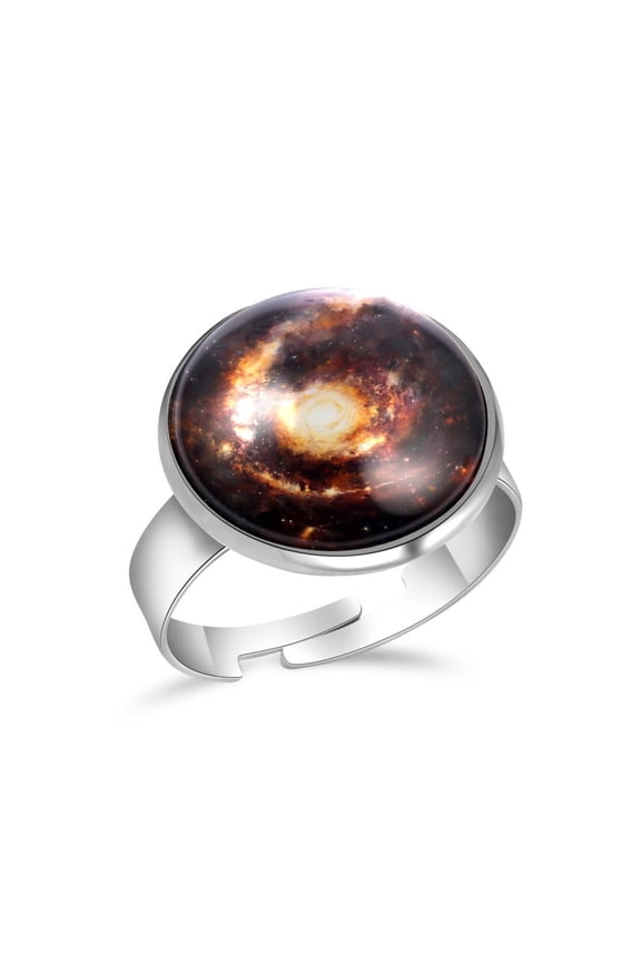 Universe Galaxy Stainless Steel Rings for Women, Open Adjustable Ring Promise Ring Jewelry Gifts