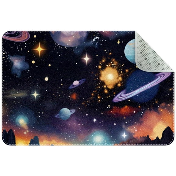 PhooArto Universe Space Cosmic Stars Indoor Door Mat, Non-Slip Absorbent Doormat Inside Floor Mats Area Rug for Entryway, Machine Washable Entrance Rug Outdoor 35x24in