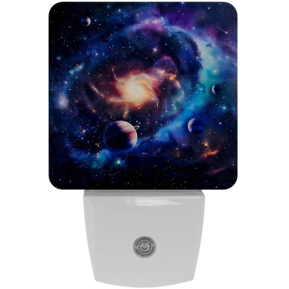 PhooArto Universe Space Galaxy Planets Plug in LED Night Light Auto Sensor Dusk to Dawn Decorative Night for Bedroom, Bathroom, Kitchen, Hallway, Stairs, Baby's Room, Energy Saving