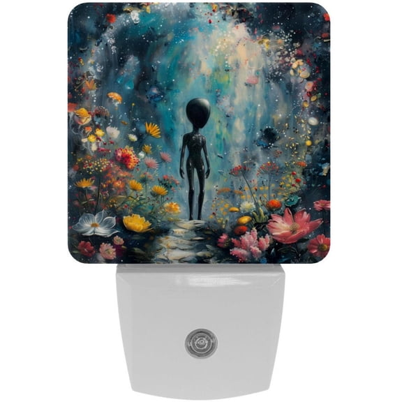 PhooArto Vintage Alien Floral Galaxy Plug in LED Night Light Auto Sensor Dusk to Dawn Decorative Night for Bedroom, Bathroom, Kitchen, Hallway, Stairs, Baby's Room, Energy Saving