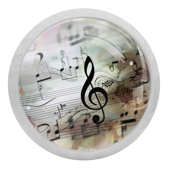 PhooArto Vintage Music Notes Staff 4 PCS Crystal Glass Cabinet Knobs, Drawer Kitchen Cabinets Dresser Cupboard Wardrobe Pulls Handle - Glowing in the Dark