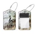 thumbnail image 1 of PhooArto Vintage Music Notes Staff Luggage Tags with Stainless Steel Loop, 2 Pack Luggage Tag Holders for Travel Luggage Baggage Identifier, 1 of 6