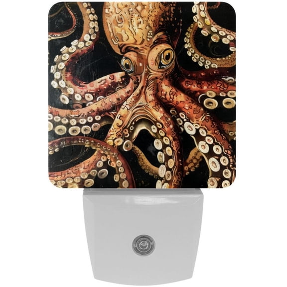 PhooArto Vintage Octopus Tentacles Print Plug in LED Night Light Auto Sensor Dusk to Dawn Decorative Night for Bedroom, Bathroom, Kitchen, Hallway, Stairs, Baby's Room, Energy Saving