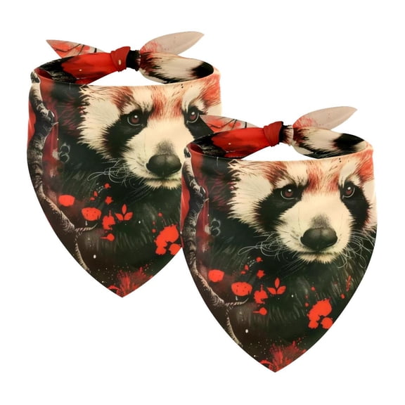 PhooArto Vintage Red Panda Dog Bandanas, 2 Pack Soft Washable Pet Scarf Triangle for Large Dogs Puppies and Cats