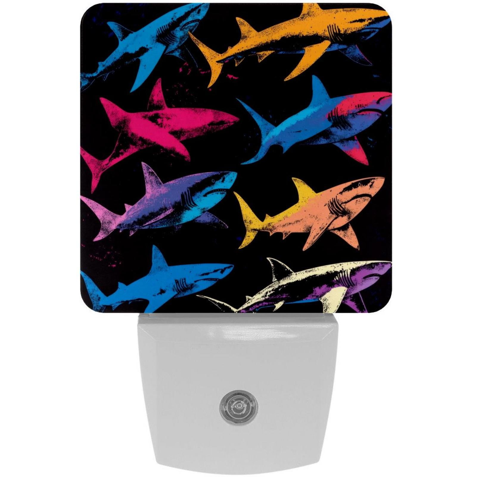 PhooArto Vintage Sharks Silhouette Plug in LED Night Light Auto Sensor Dusk to Dawn Decorative Night for Bedroom, Bathroom, Kitchen, Hallway, Stairs, Baby's Room, Energy Saving