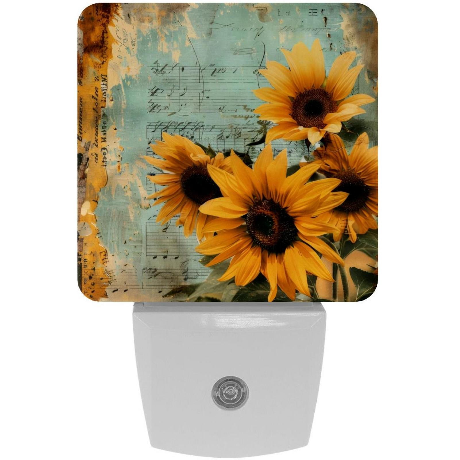 Night Light Note PhooArto Vintage Sunflowers Music Notes Plug in LED Night Light Auto ...