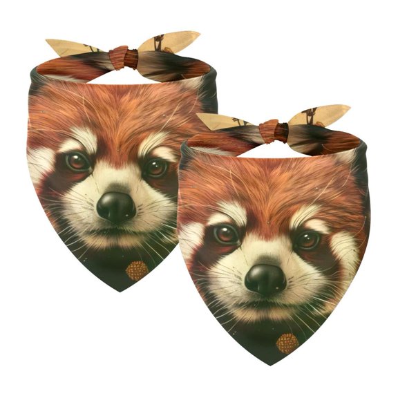 PhooArto Vintage Sunflowers Red Panda Dog Bandanas, 2 Pack Soft Washable Pet Scarf Triangle for Large Dogs Puppies and Cats